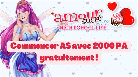 Amour Sucré High School Life : Commencer le jeu avec 2000 PA。